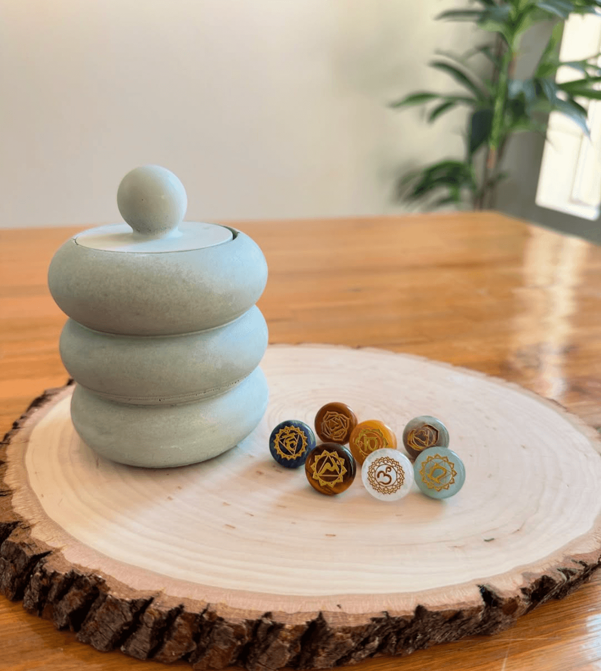 Chakra Yoga Mat Gems + Handmade Vessel product photo